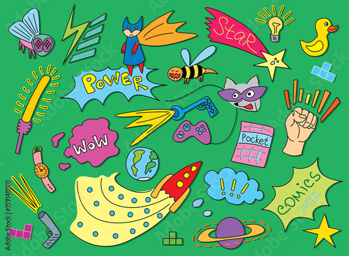 funny summer comic children pattern with characters