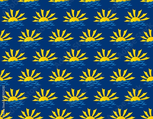 Seamless background with sea and sun.