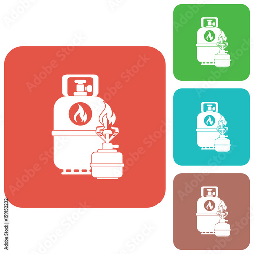 Camping stove with gas bottle icon