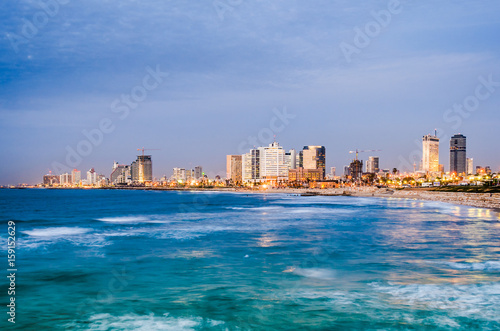 Tel Aviv, Israel coastal skyline.