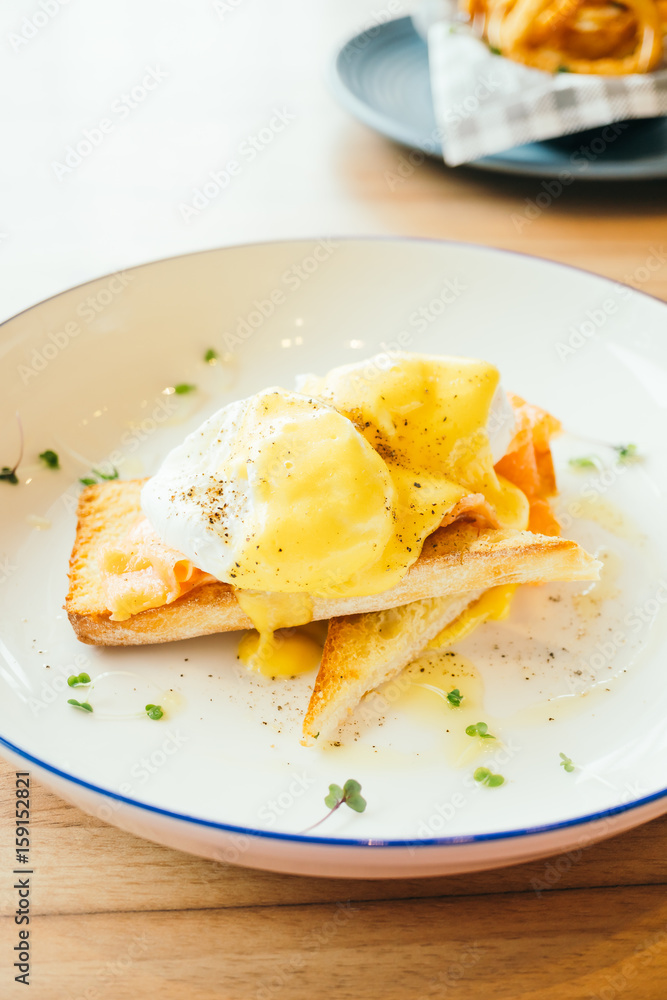 Eggs benedict with smoked salmon for breakfast