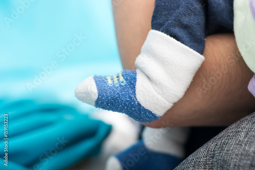 Closeup of tiny baby socks.