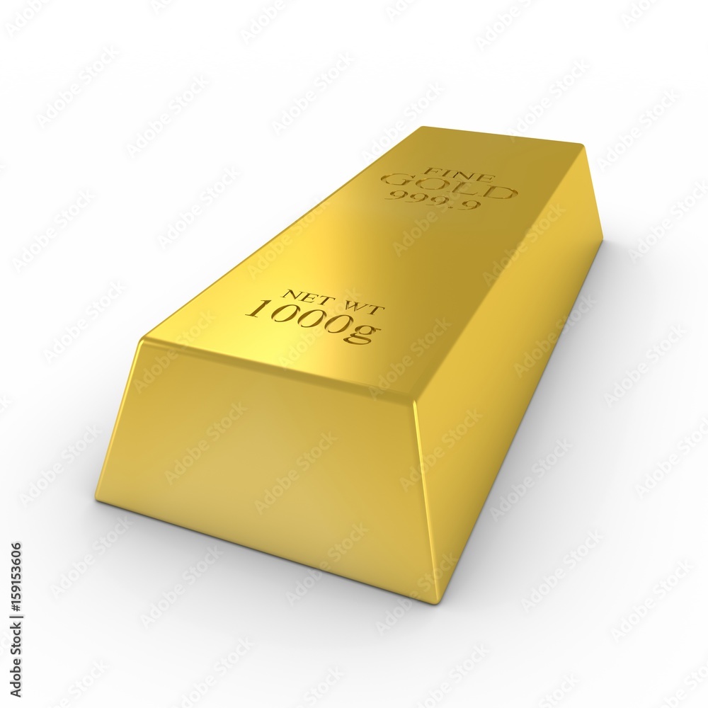 Gold Bar on White Background 3D Illustration Gold Bar on White Background 3D Illustration