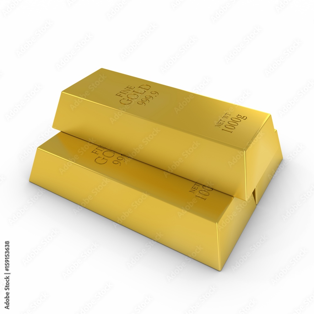 Stack of Gold Bars on White Background 3D Illustration Stack of Gold Bars on White Background 3D Illustration