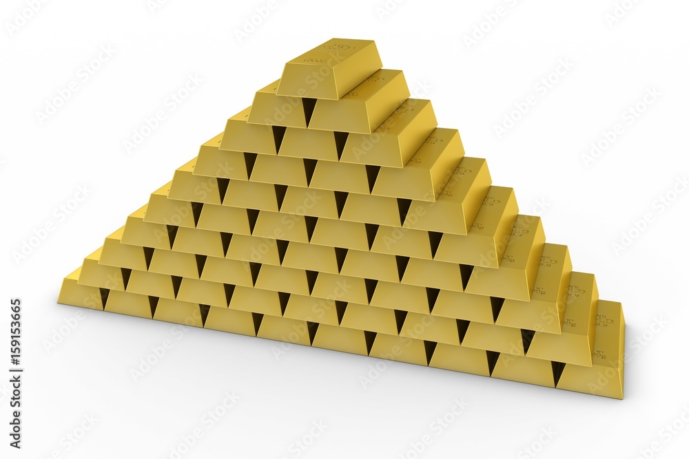Large Stack of Gold Bars on White Background 3D Illustration Large Stack of Gold Bars on White Background 3D Illustration