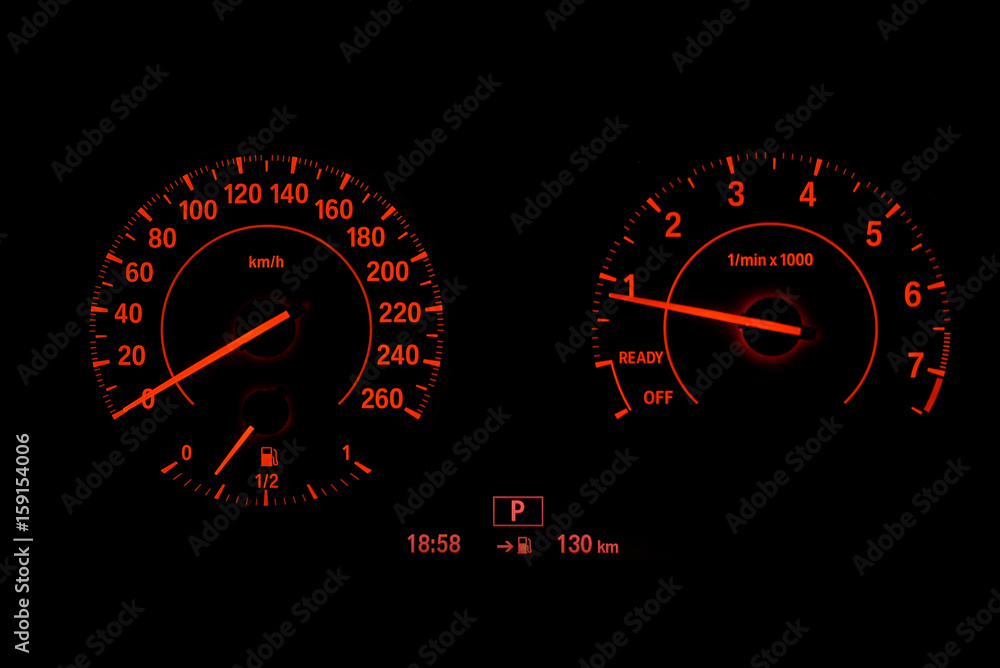 Dashboard bike display digital indicator, black background. Dashboard bike display digital indicator, black background.