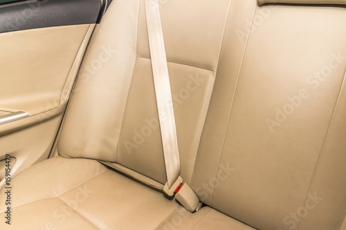 Car seat belt in Back passenger seats in modern car. Interior detail.