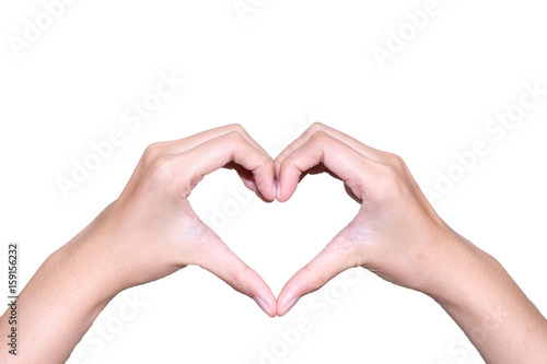 Beautiful Woman hands in the form of heart isolated on white background