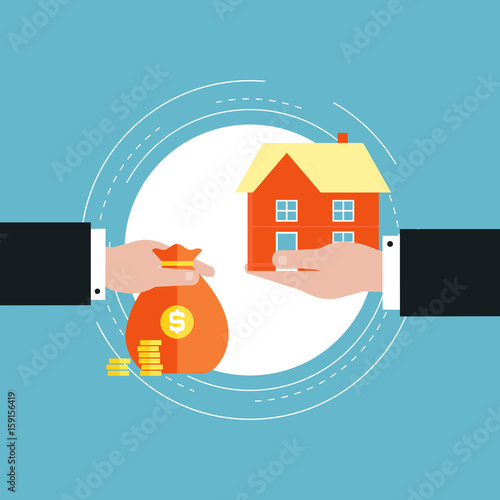 Real estate investment, mortgage concept flat vector illustration design. Real estate market, buying, renting house design for web banners and apps 