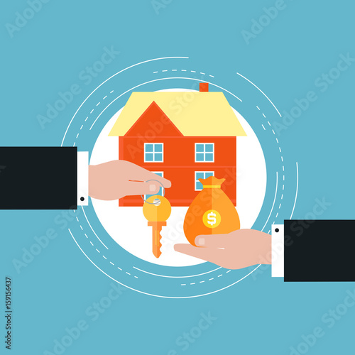Real estate investment, mortgage concept flat vector illustration design. Real estate market, buying, renting house design for web banners and apps 