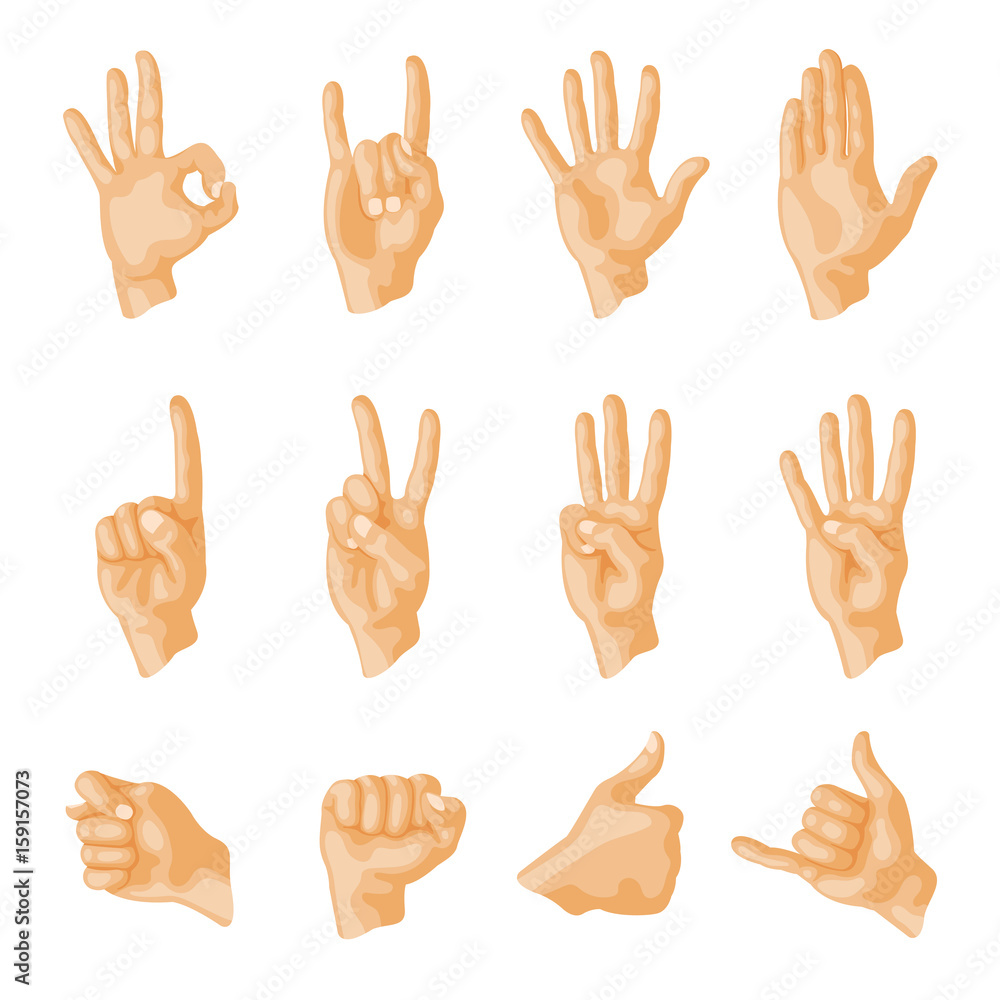 Hands deaf-mute different gestures human arm people communication message vector illustration. Hands deaf-mute different gestures human arm people communication message vector illustration.