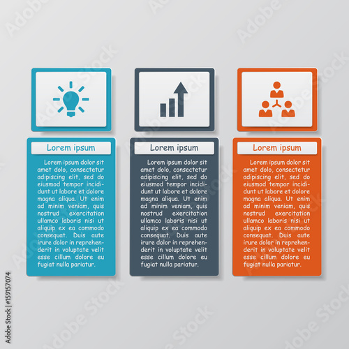 Elegant three infographic options. Data vector illustration with icons. For workflow layout, diagram, business steps, banner, web design.