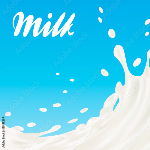 Milk splash vector illustration background. 3d illustration.