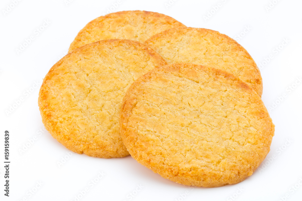 Stacked short pastry cookies isolated on white background. Stacked short pastry cookies isolated on white background.