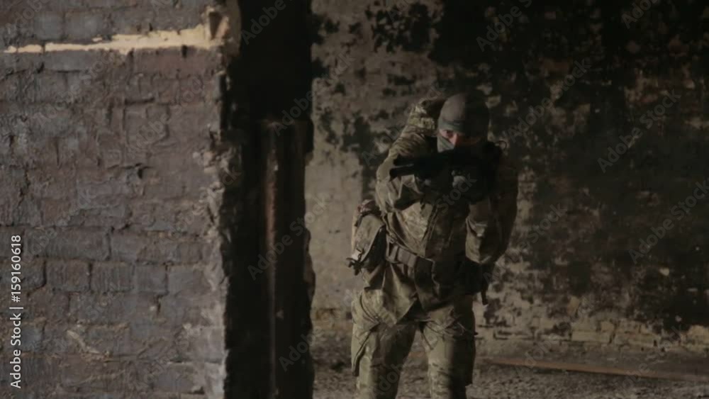 Guerilla partisan warriors operation in urban environment. War battlefield maneuvers training. Guerilla partisan warriors operation in urban environment. War battlefield maneuvers training.