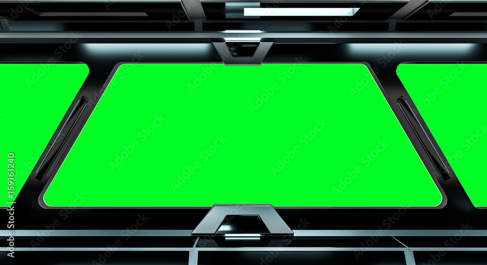 Fototapeta premium Spaceship black corridor 3D rendering