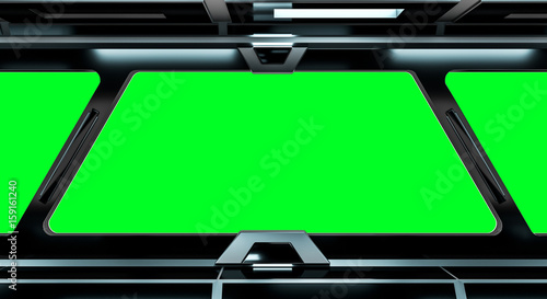 Fototapeta Naklejka Na Ścianę i Meble -  Spaceship black corridor 3D rendering