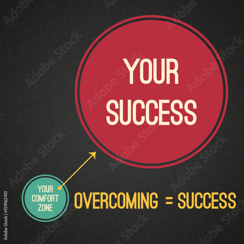 Overcoming the obstacles (a transition from your comfort zone to your success). Motivating vector EPS8 illustration