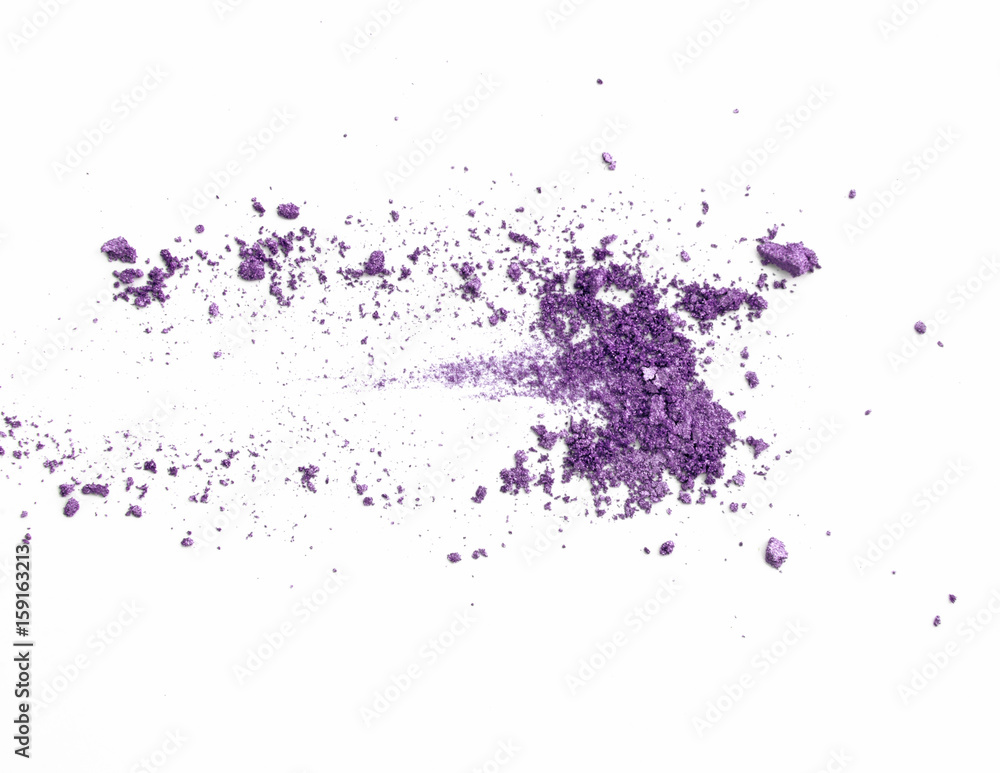 Crushed purple glitter eyeshadow isolate on white