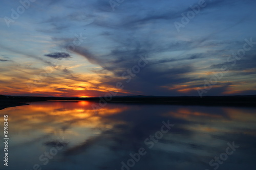 The sunset on the lake Dus-Hol. Tuva,Siberia