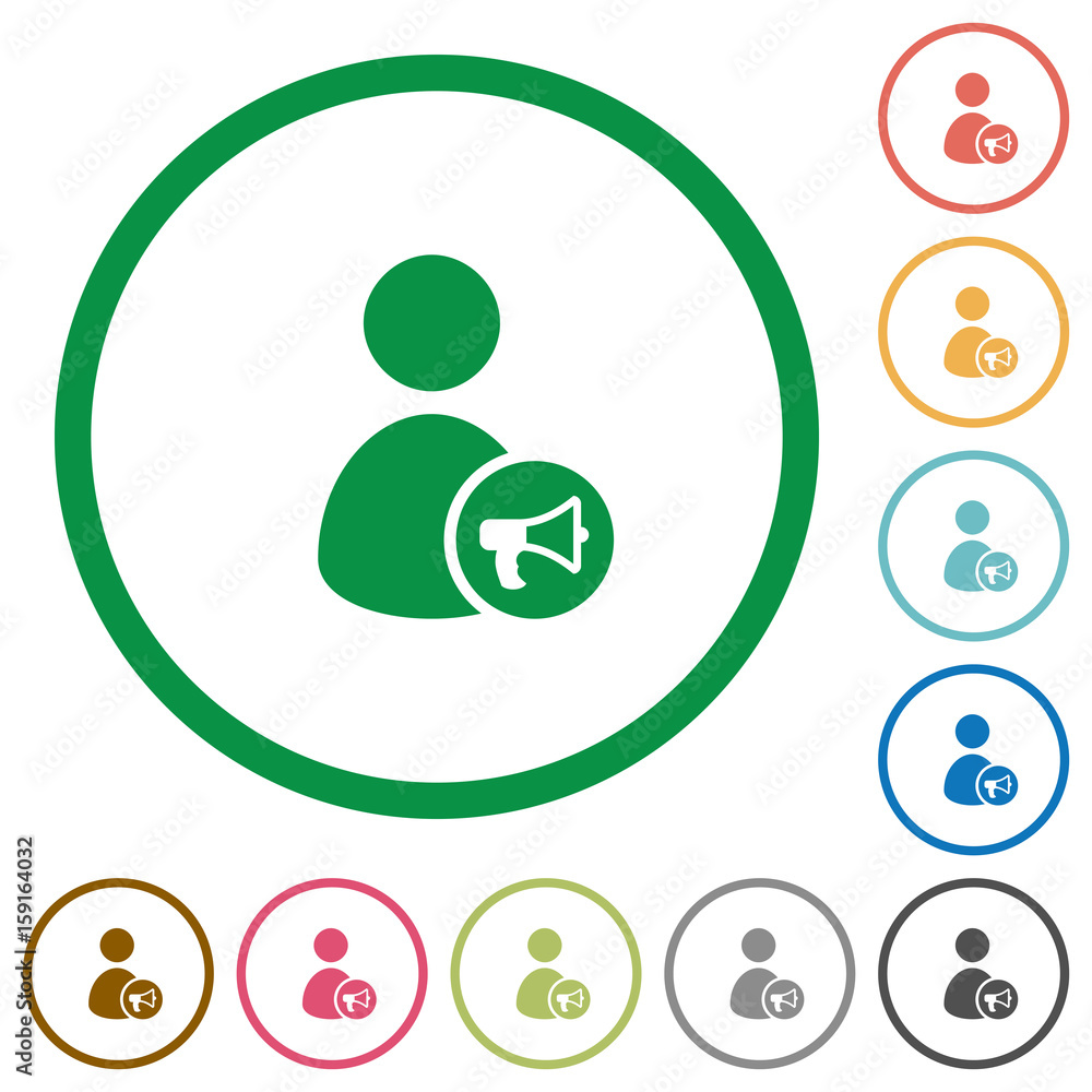 User notification flat icons with outlines User notification flat icons with outlines