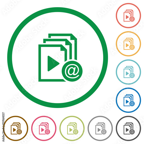 Send playlist via email flat icons with outlines