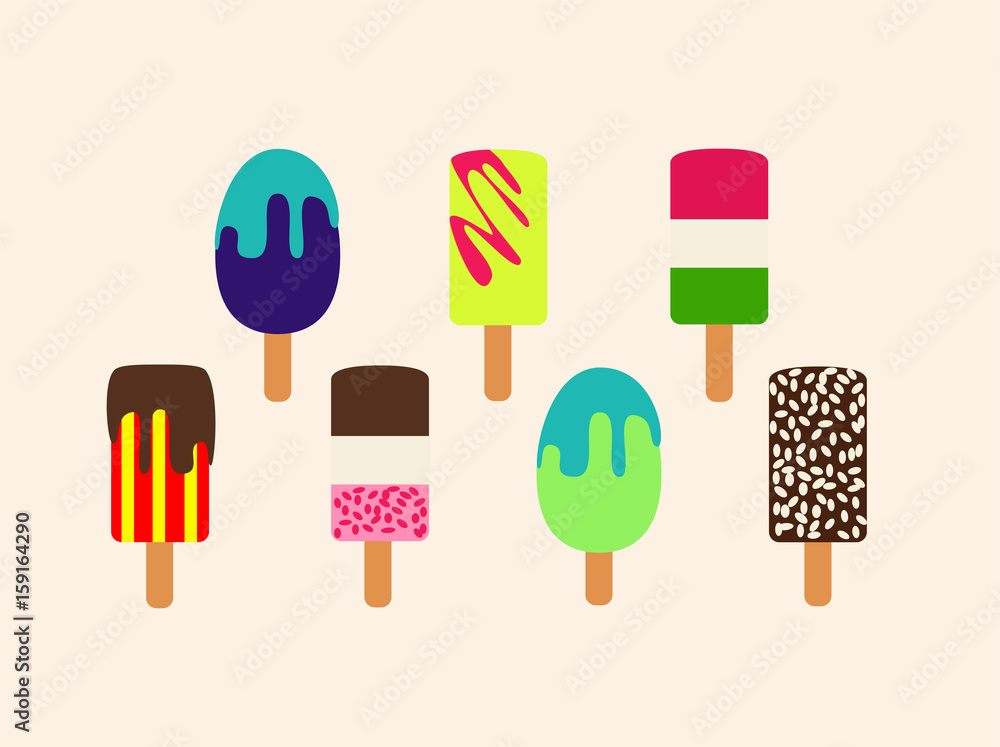 Ice cream set vector illustration background Ice cream set vector illustration background