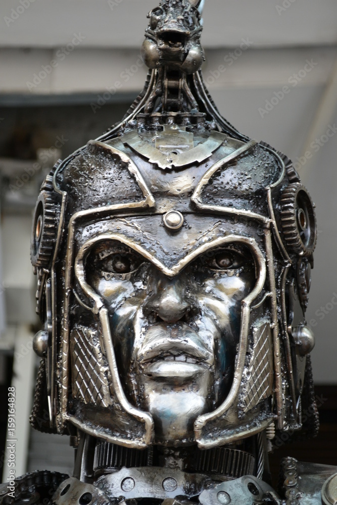 Obraz premium The artificial head of a warrior. Thailand