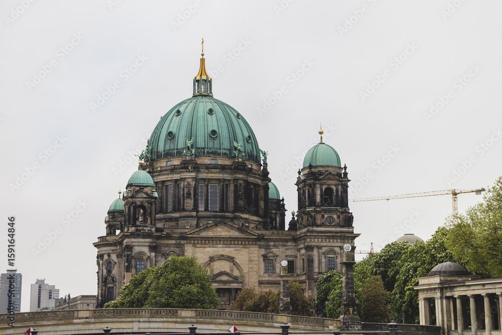 Berlin Cathedral on cloudy day in Berlin Germany.