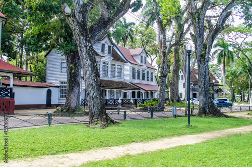 Konstfotografi Old colonial buildings in Paramaribo, capital of Suriname.
