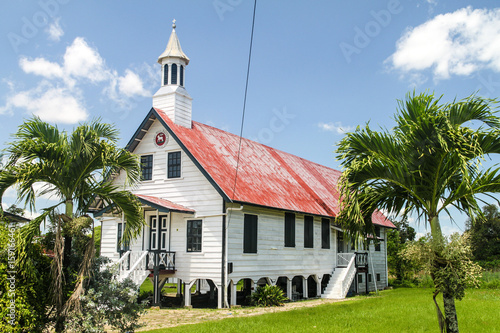 Wooden church in Nieuw Amsterdam village in Suriname photo