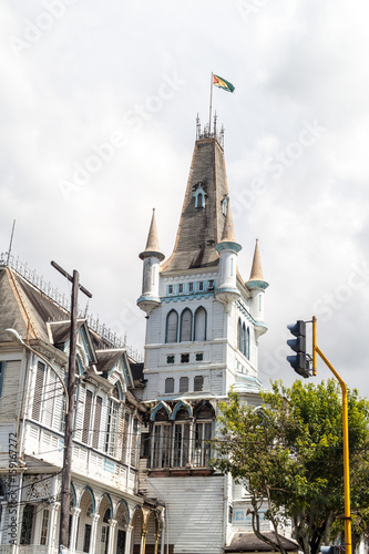 Building of the Town Hall in Georgetown, capital of Guyana.