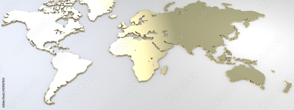 Obraz premium Mappa del mondo, mappa placcata d’oro