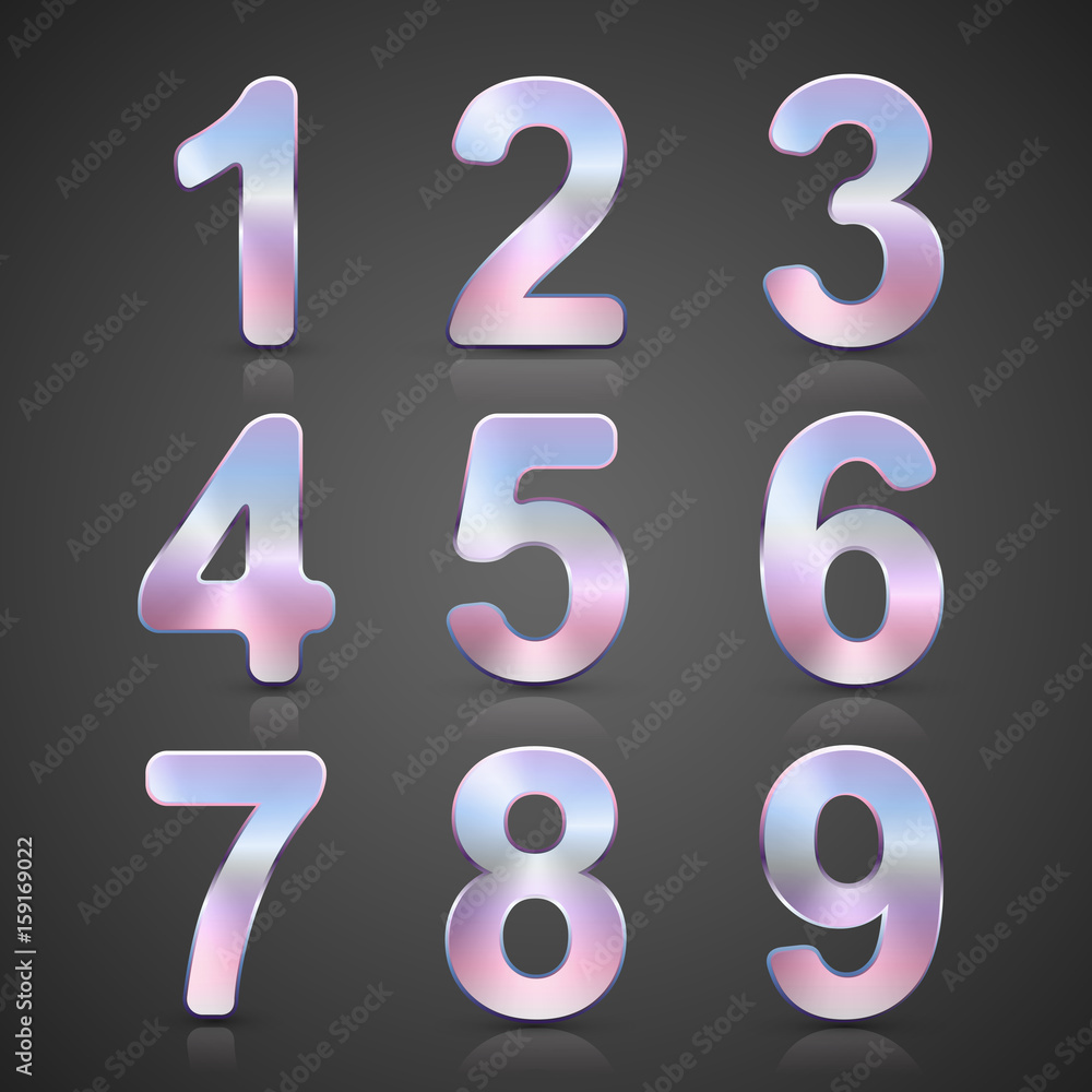 Vector Metallic Silver Number Set. Vector Metallic Silver Number Set.