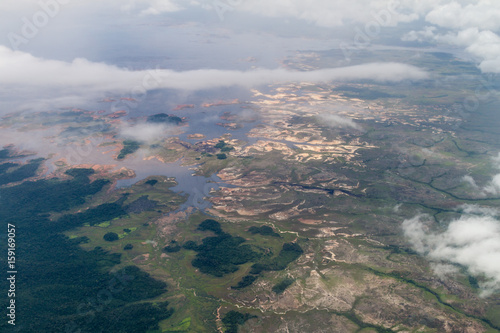 Aerial view of Guri reservoir on the Caroni River in Venezuela.