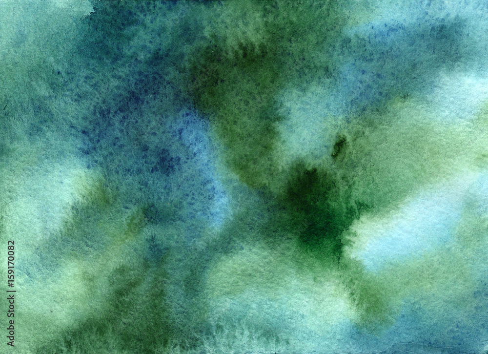 Green-blue grunge in watercolor