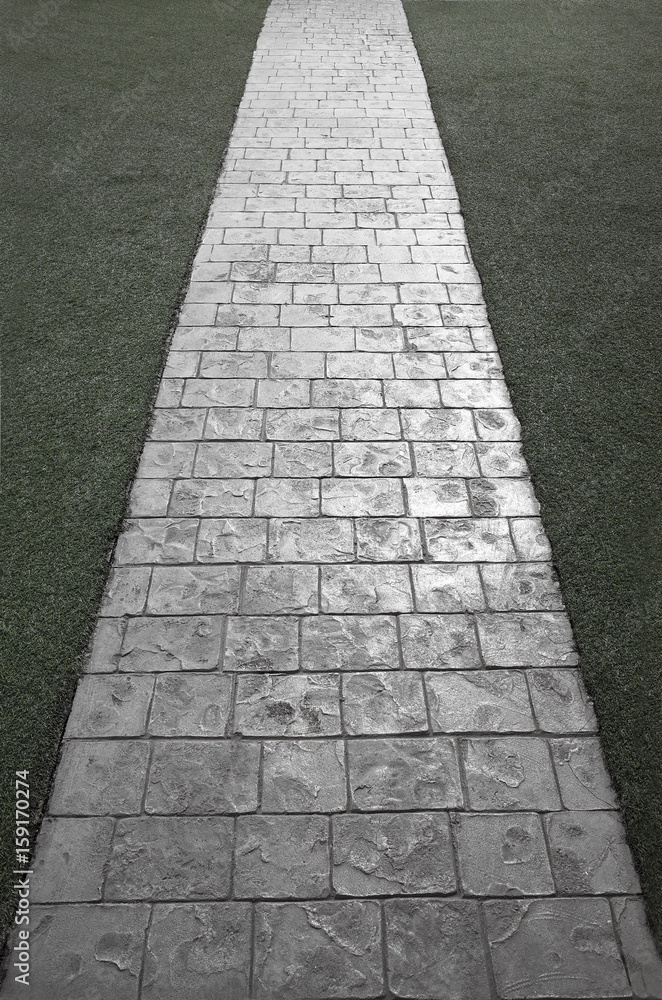 Middle Straight Line Stone Walkway