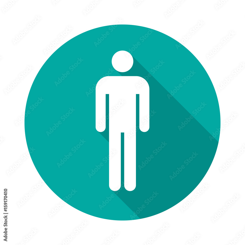 Man circle icon with long shadow. Flat design style. Man simple silhouette. Modern round icon in stylish colors. Web site page and mobile app design vector element. Man circle icon with long shadow. Flat design style. Man simple silhouette. Modern round icon in stylish colors. Web site page and mobile app design vector element.