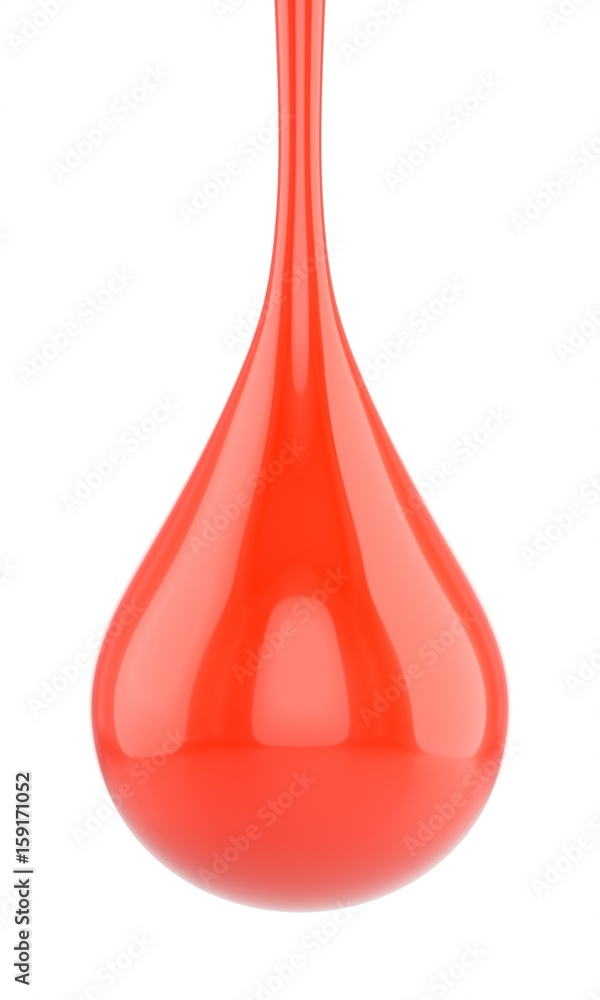 Obraz premium 3D rendering red drop isolated on white background