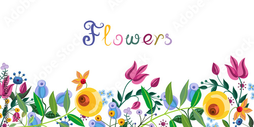 Vintage floral horizontal border.