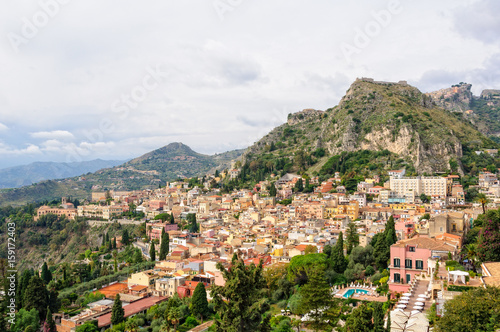Old town photographed from Teatro Greco - Taormina, Sicily, Italy