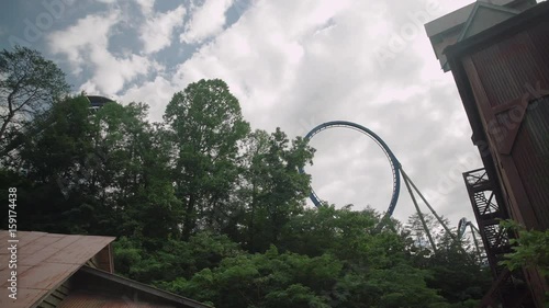 SLOW MOTION: People riding the roller coaster 4k photo