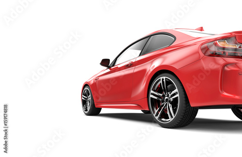 Back of a red luxury car isolated on a white background © Cla78