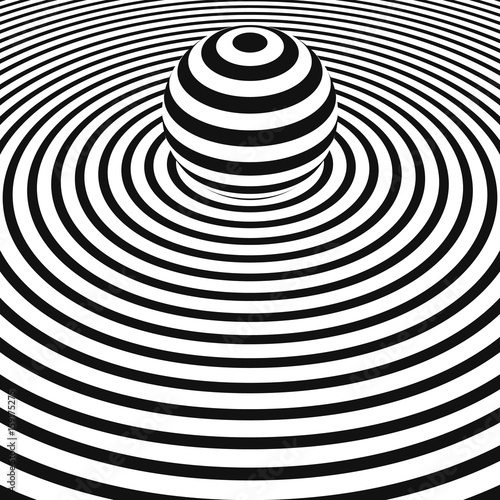 concentric circles with striped sphere