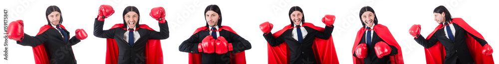 Young businessman boxer isolated on white Young businessman boxer isolated on white