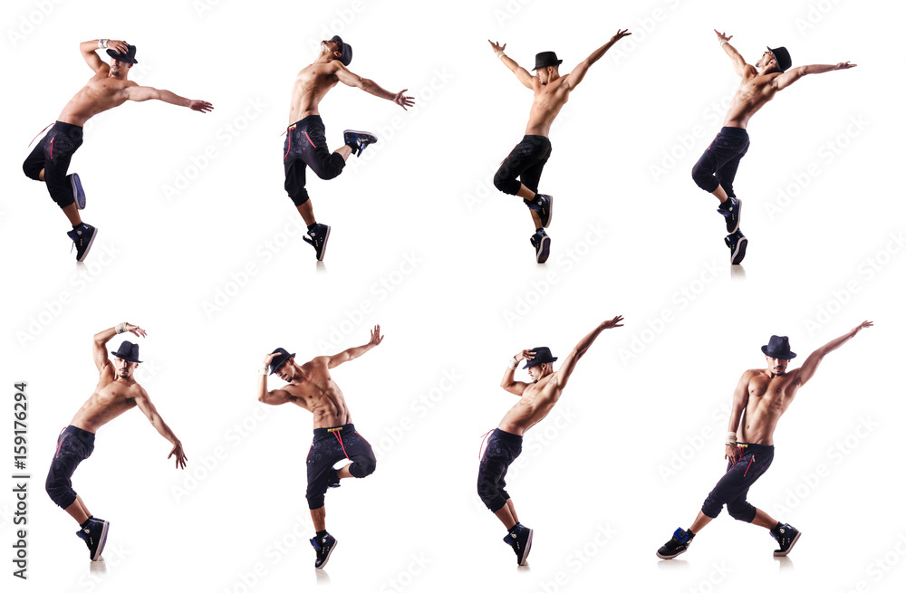 Fototapeta premium Ripped dancer isolated on the white
