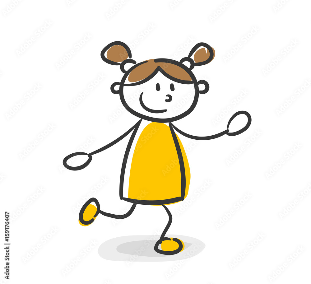 Strichfiguren Kinder Mädchen tanzen Strichfiguren Kinder Mädchen tanzen