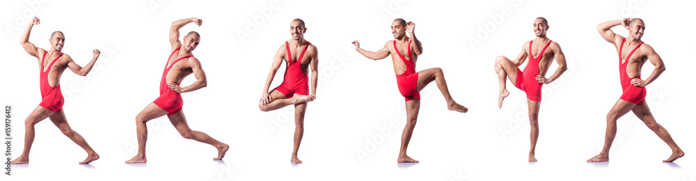 Young wrestler isolated on the white Young wrestler isolated on the white