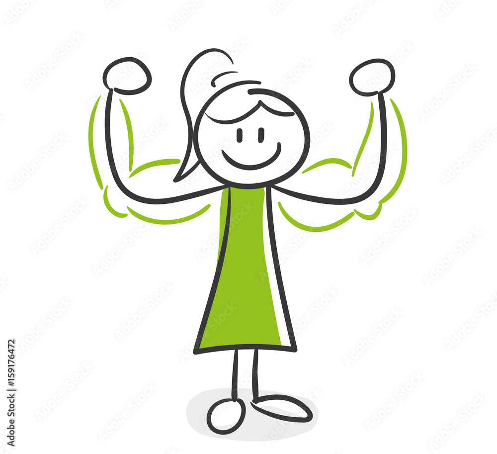 Stick Figure Series Green Woman Muskeln Kraft Stock Vektorgrafik stick-figure-series-green-woman-muskeln-kraft-stock-vektorgrafik