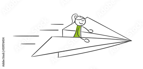 Stick Figure Series Green Woman / Papierflieger